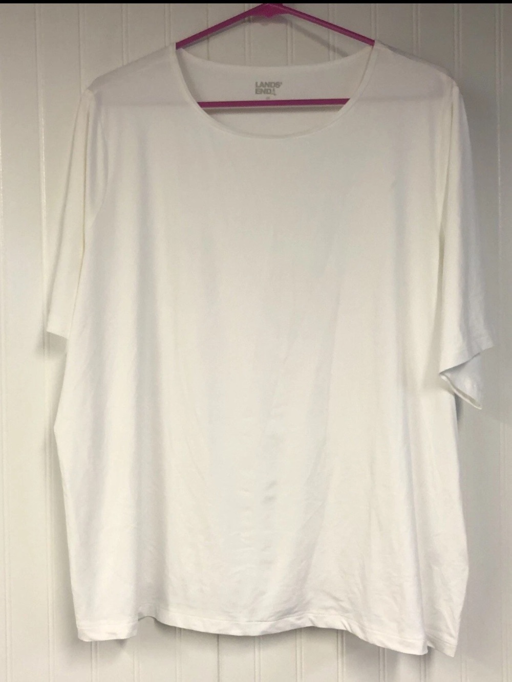 Lands' End womens White Short Sleeve Crew Neck Tee 2X